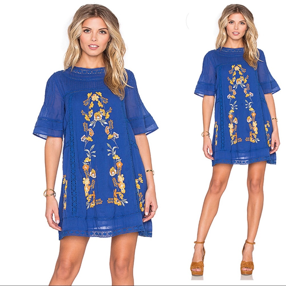 Free People Blue Floral Dress